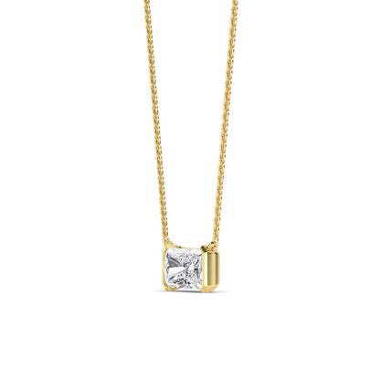 Yellow Gold / Emerald Lab Grown Diamond Bezel Necklace