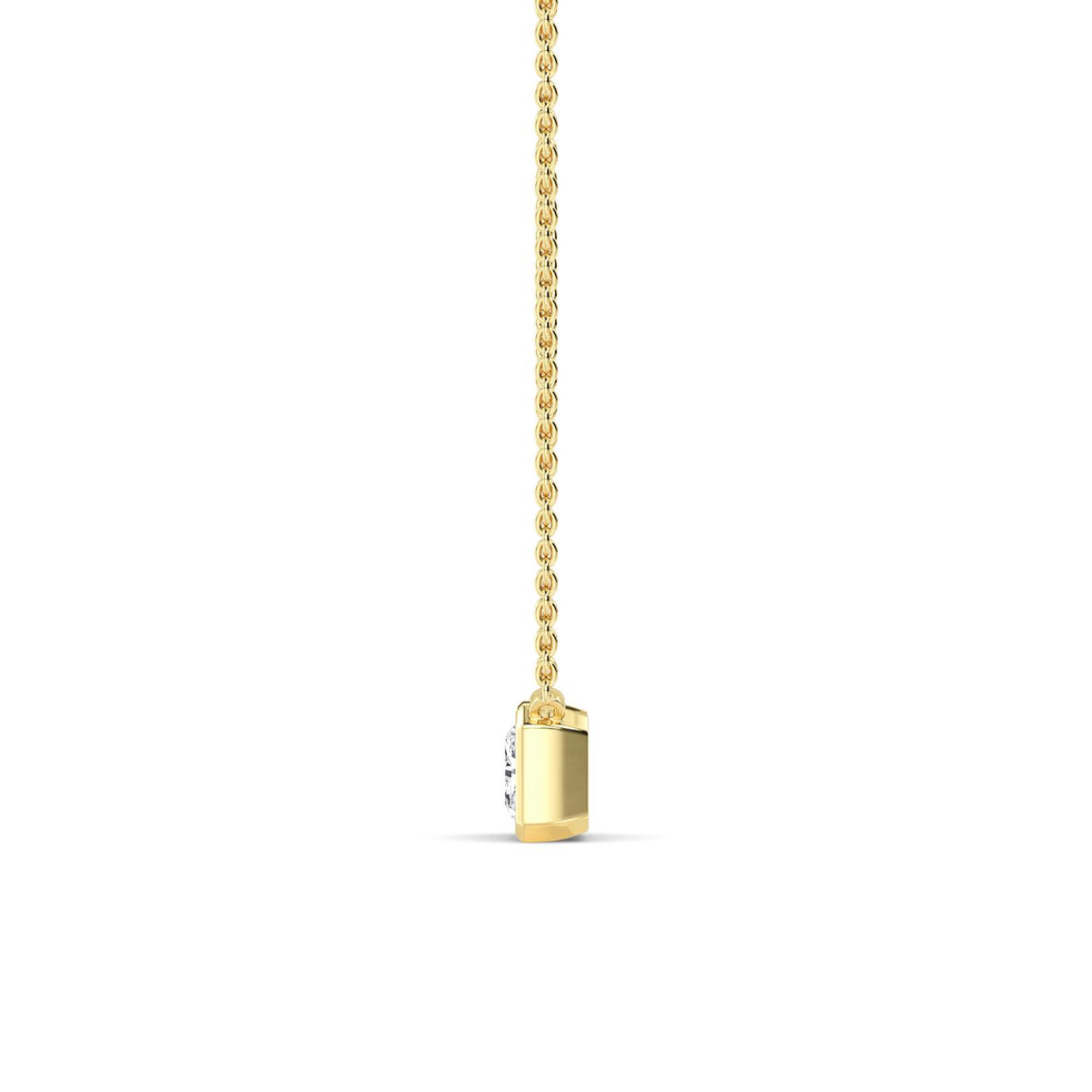 Yellow Gold / Emerald Lab Grown Diamond Bezel Necklace