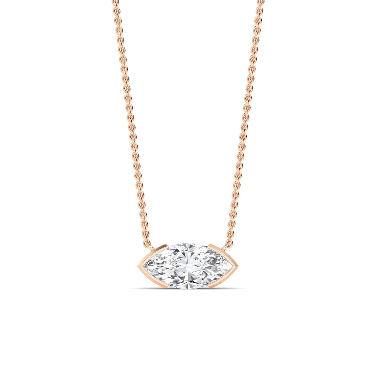 Rose Gold / Marquise Lab Grown Diamond Bezel Necklace