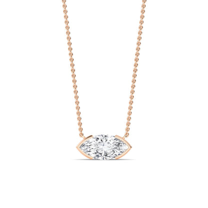 Rose Gold / Marquise Lab Grown Diamond Bezel Necklace