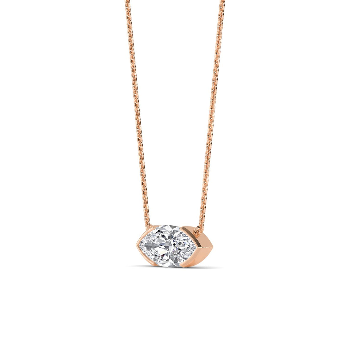 Rose Gold / Marquise Lab Grown Diamond Bezel Necklace