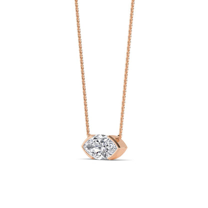 Rose Gold / Marquise Lab Grown Diamond Bezel Necklace