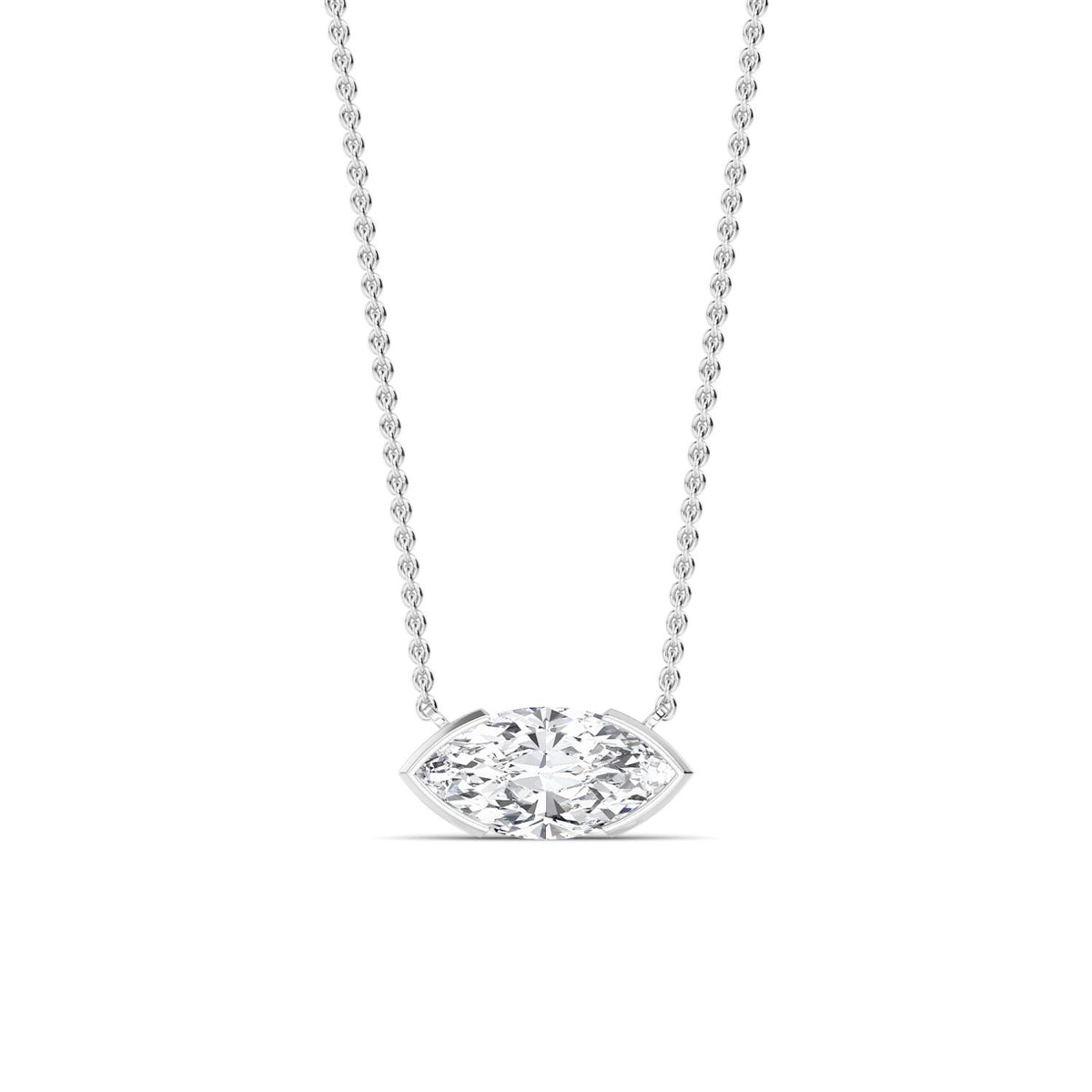 White Gold / Marquise Lab Grown Diamond Bezel Necklace