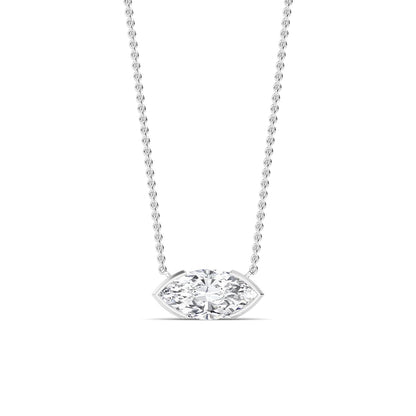 White Gold / Marquise Lab Grown Diamond Bezel Necklace