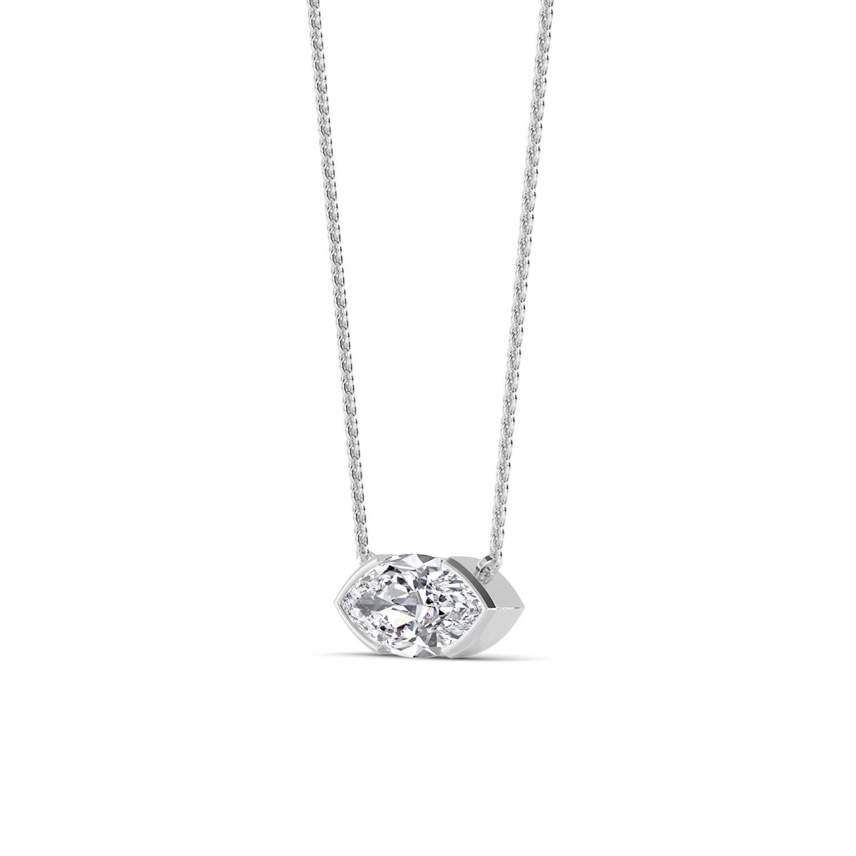 White Gold / Marquise Lab Grown Diamond Bezel Necklace