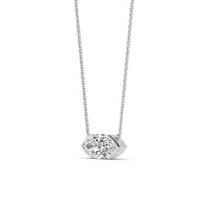 White Gold / Marquise Lab Grown Diamond Bezel Necklace
