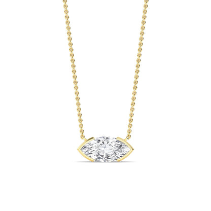 Yellow Gold / Marquise Lab Grown Diamond Bezel Necklace