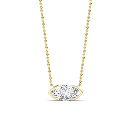 Yellow Gold / Marquise Lab Grown Diamond Bezel Necklace
