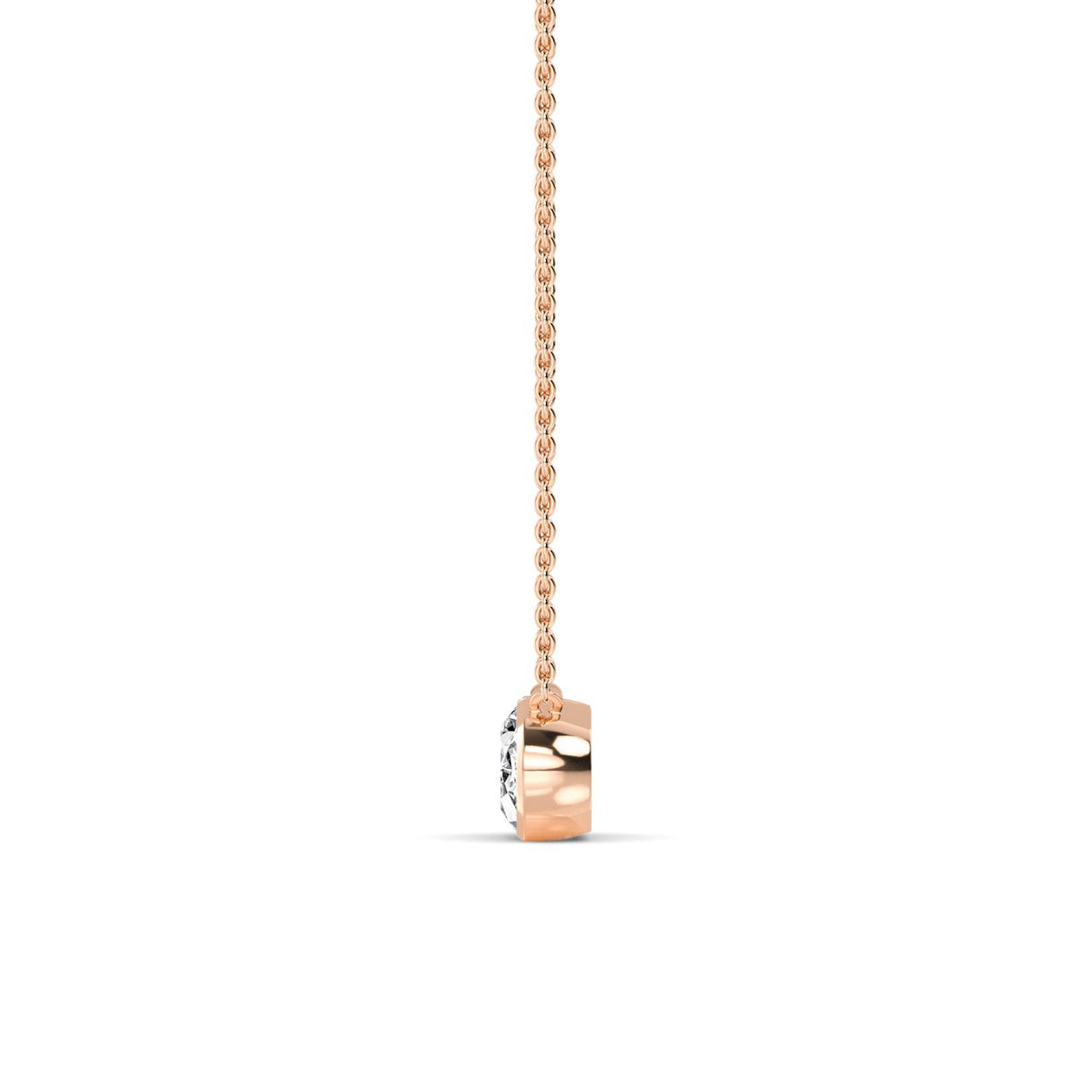Rose Gold / Oval Lab Grown Diamond Bezel Necklace