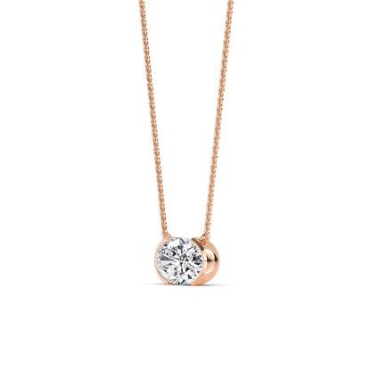 Rose Gold / Oval Lab Grown Diamond Bezel Necklace