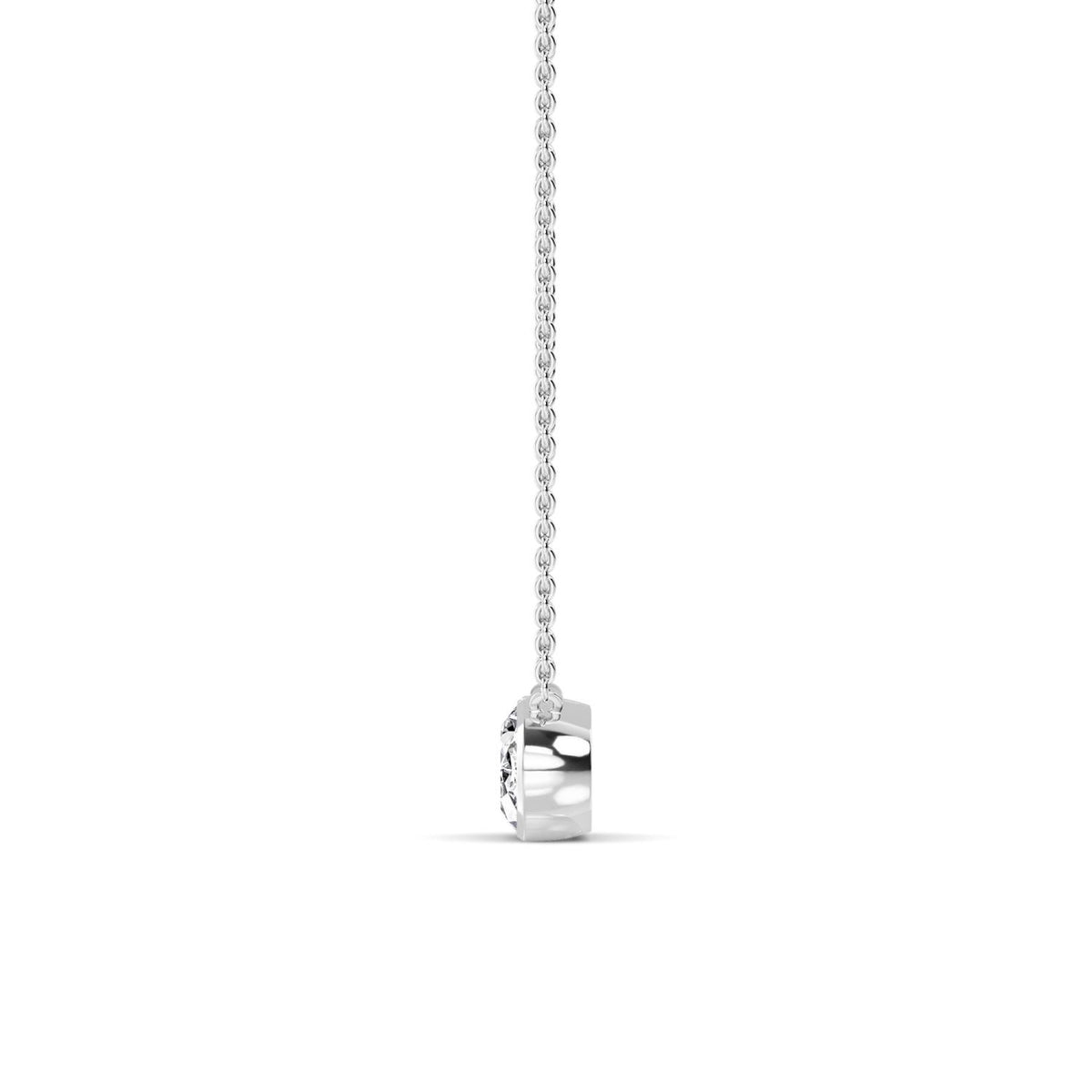 White Gold / Oval Lab Grown Diamond Bezel Necklace