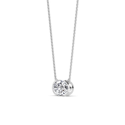 White Gold / Oval Lab Grown Diamond Bezel Necklace