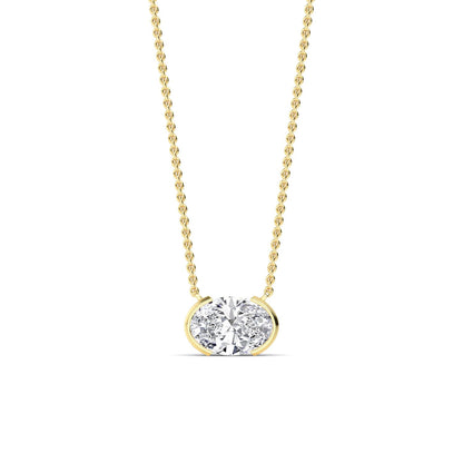 Yellow Gold / Oval Lab Grown Diamond Bezel Necklace