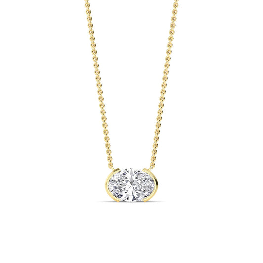 Yellow Gold / Oval Lab Grown Diamond Bezel Necklace