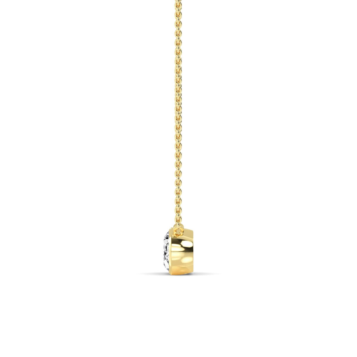 Yellow Gold / Oval Lab Grown Diamond Bezel Necklace