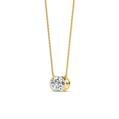 Yellow Gold / Oval Lab Grown Diamond Bezel Necklace