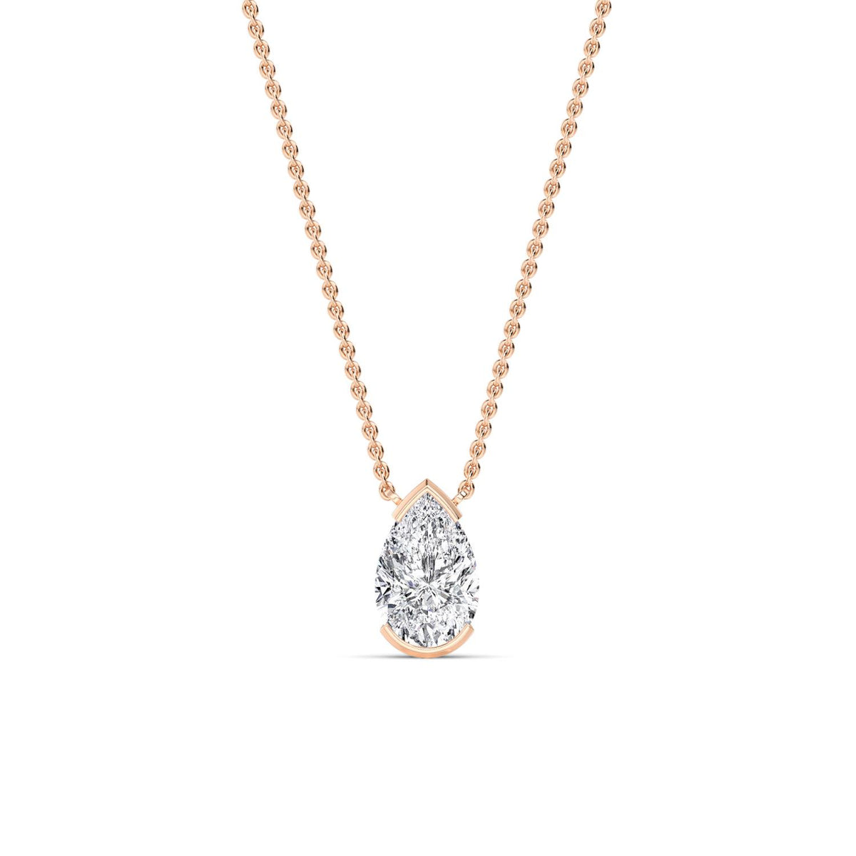 Rose Gold / 1.50ct Lab Grown Diamond Bezel Necklace