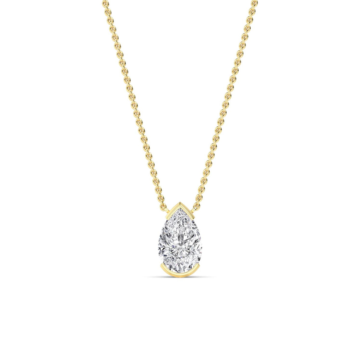 Yellow Gold / 1.50ct Lab Grown Diamond Bezel Necklace
