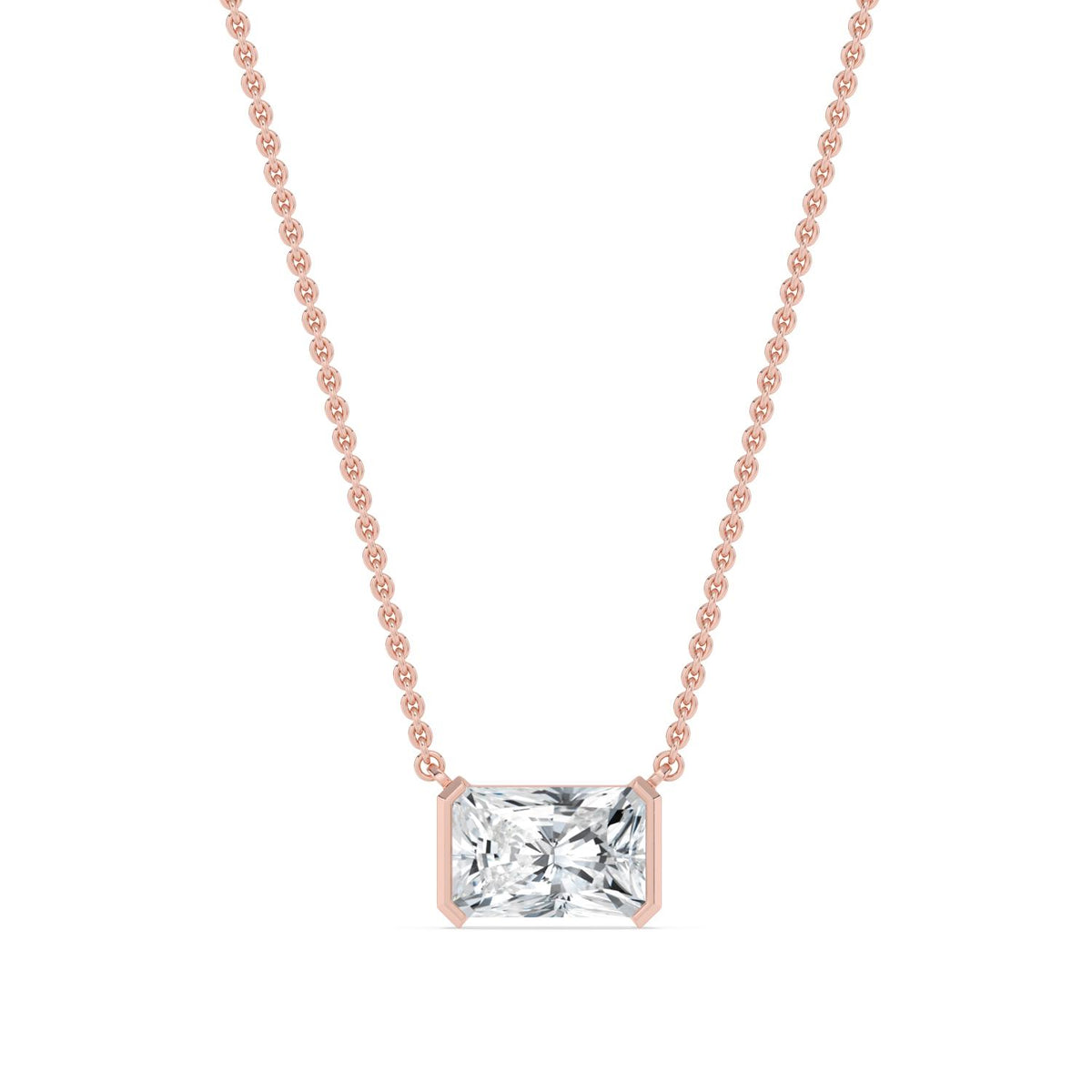 Rose Gold / Lab Grown Diamond Bezel Necklace
