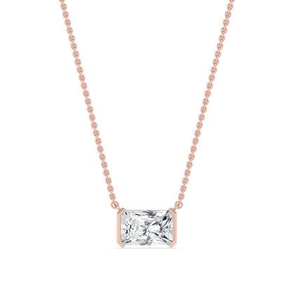 Rose Gold / Lab Grown Diamond Bezel Necklace