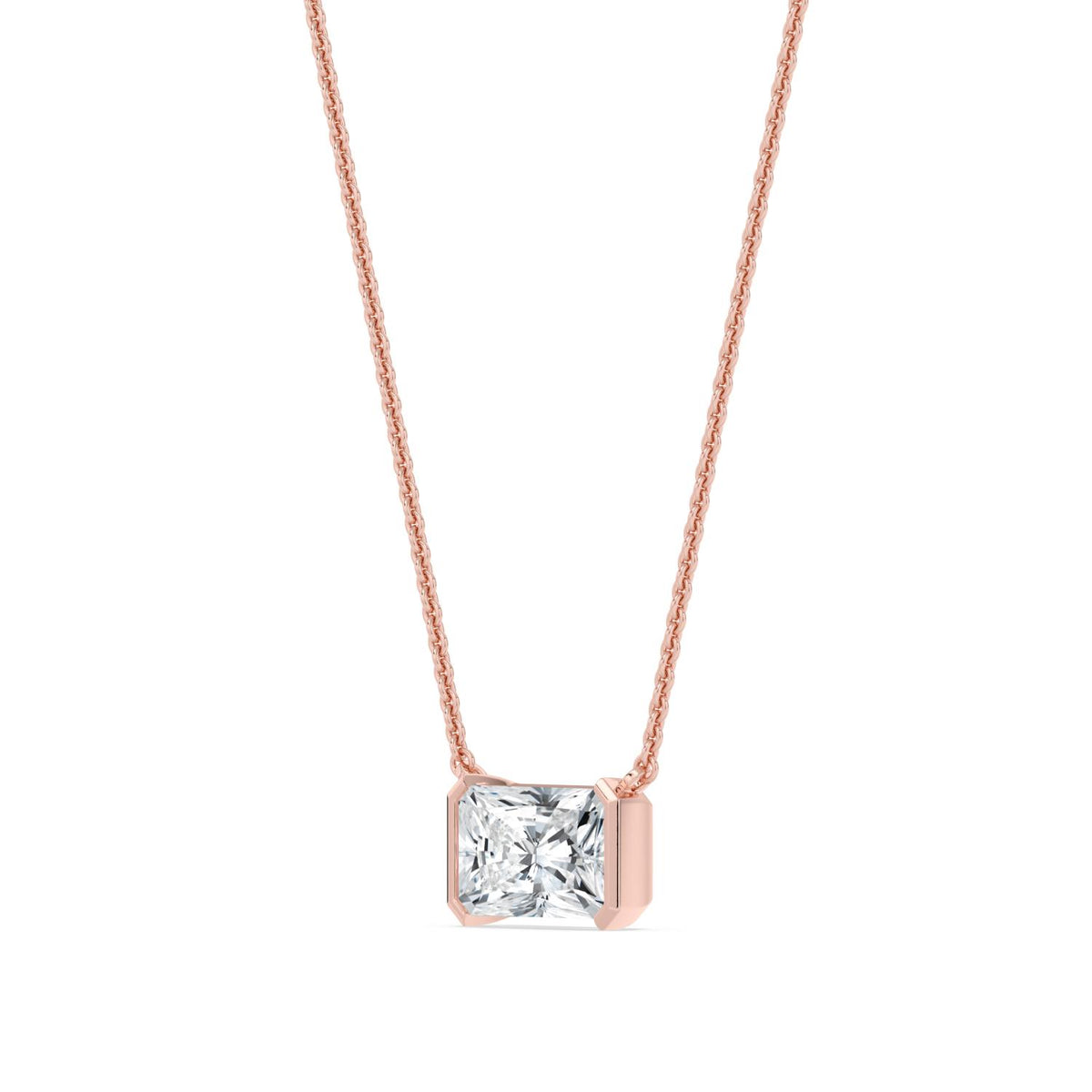 Rose Gold / Lab Grown Diamond Bezel Necklace