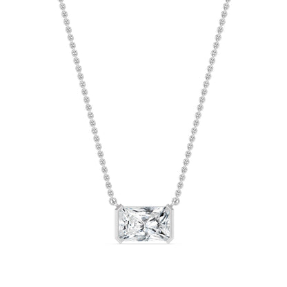 White Gold / Lab Grown Diamond Bezel Necklace