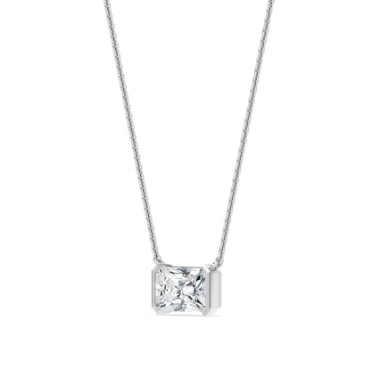 White Gold / Lab Grown Diamond Bezel Necklace