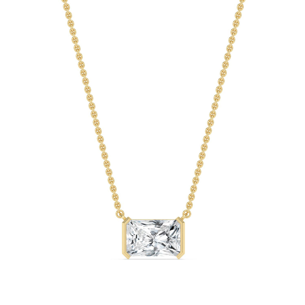 Yellow Gold / Lab Grown Diamond Bezel Necklace