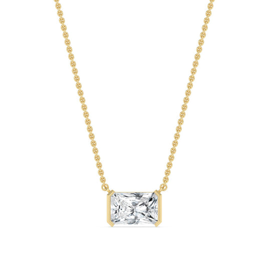 Yellow Gold / Lab Grown Diamond Bezel Necklace