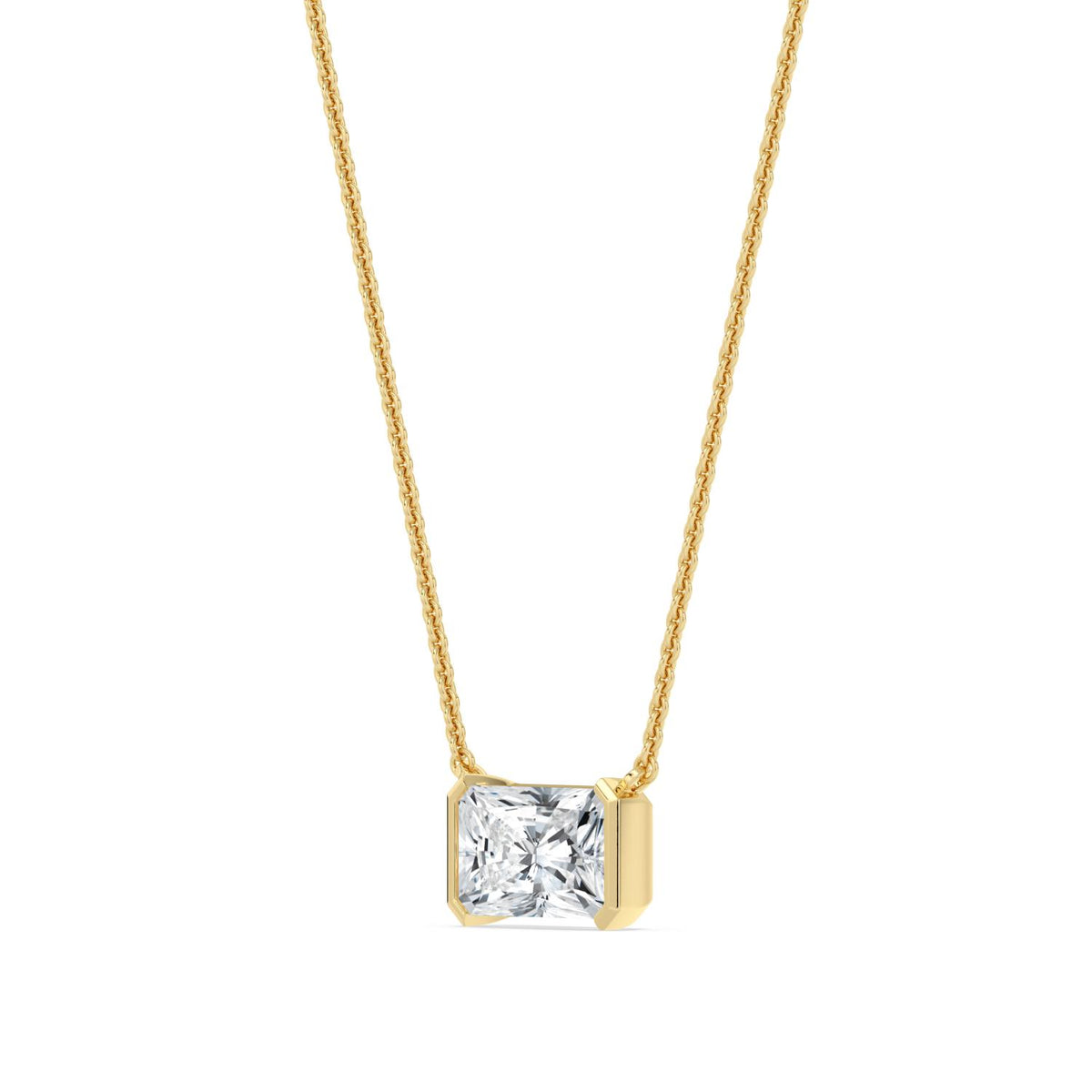 Yellow Gold / Lab Grown Diamond Bezel Necklace