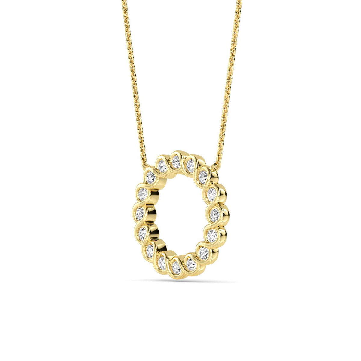 Yellow Gold / 0.53ct Lab Grown Diamond Circle Pendant
