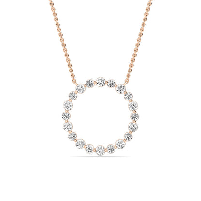 Rose Gold / 0.80ct Lab Grown Diamond Circle Pendant
