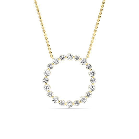 Yellow Gold / 0.80ct Lab Grown Diamond Circle Pendant