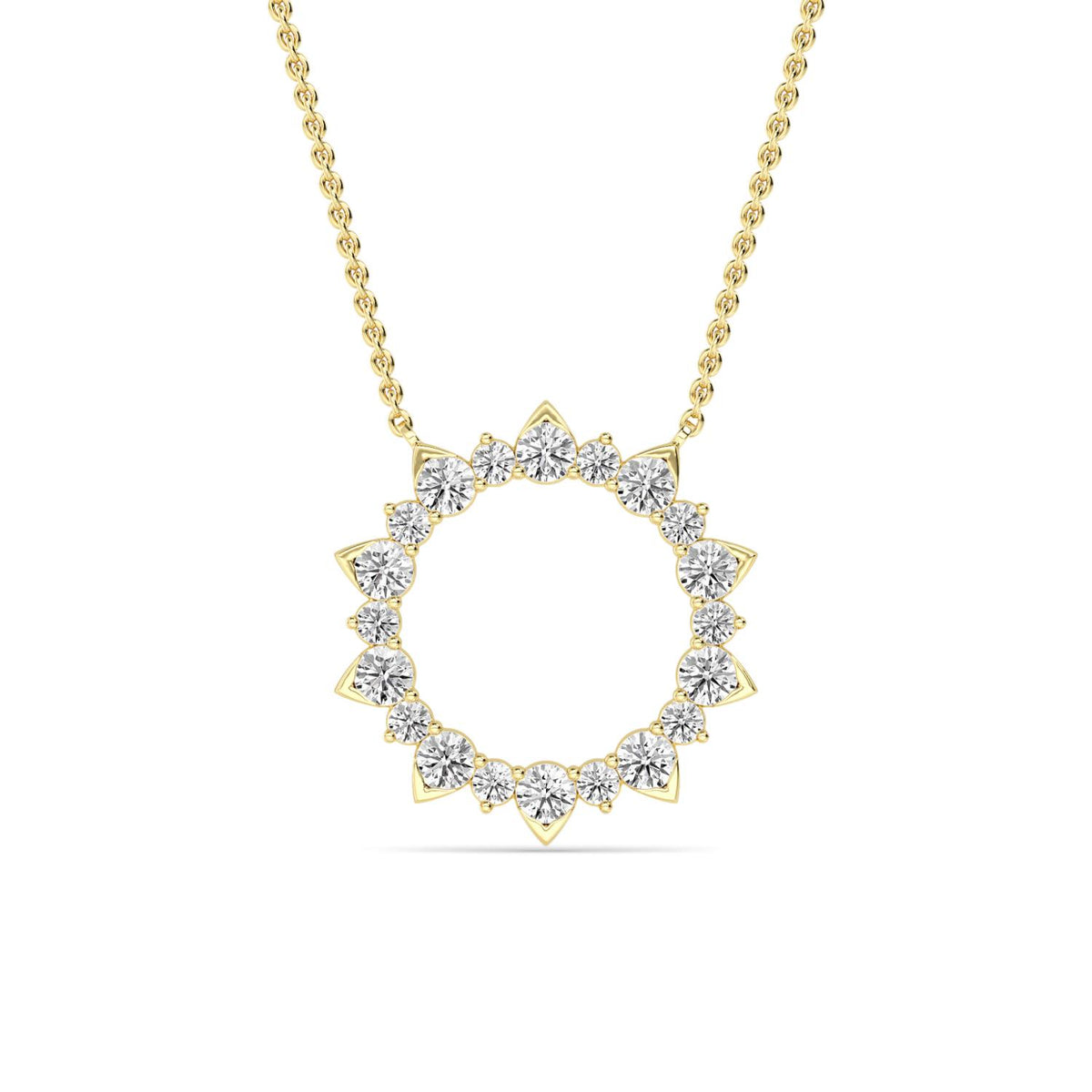 Yellow Gold / 0.90ct Lab Grown Diamond Circle Pendant