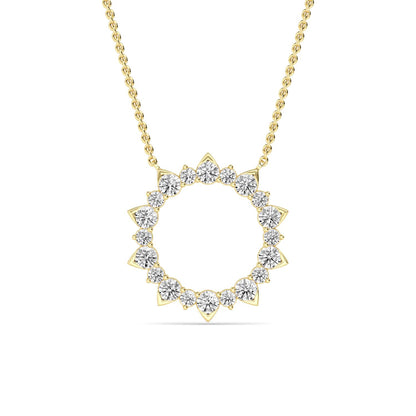 Yellow Gold / 0.90ct Lab Grown Diamond Circle Pendant