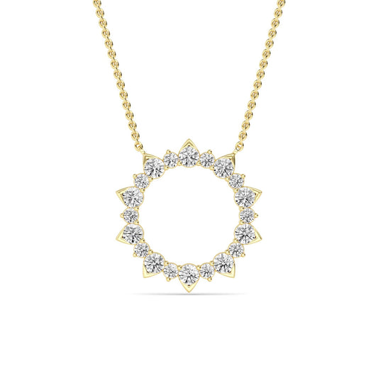 Yellow Gold / 0.90ct Lab Grown Diamond Circle Pendant