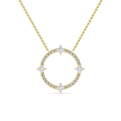 Yellow Gold / 0.59ct Lab Grown Diamond Circle Pendant