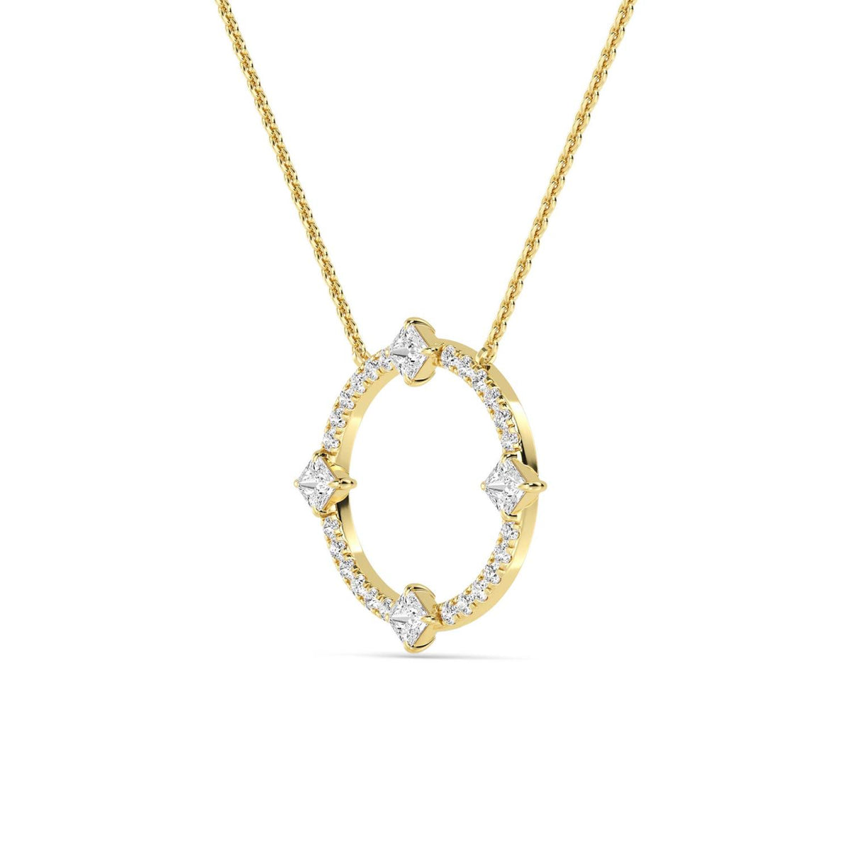 Yellow Gold / 0.59ct Lab Grown Diamond Circle Pendant