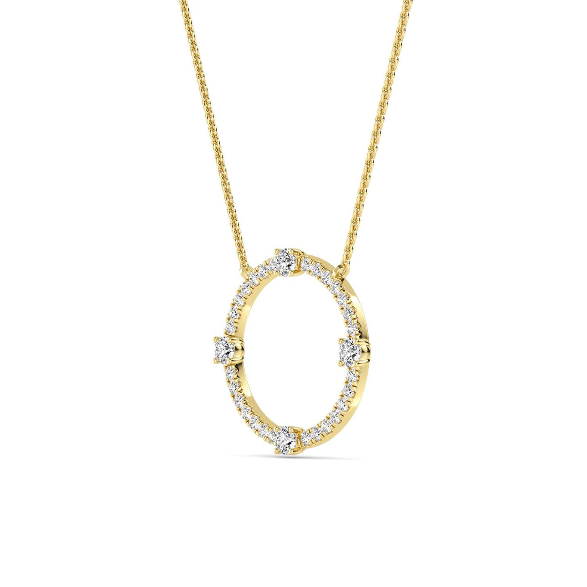 Yellow Gold / 0.48ct Lab Grown Diamond Circle Pendant