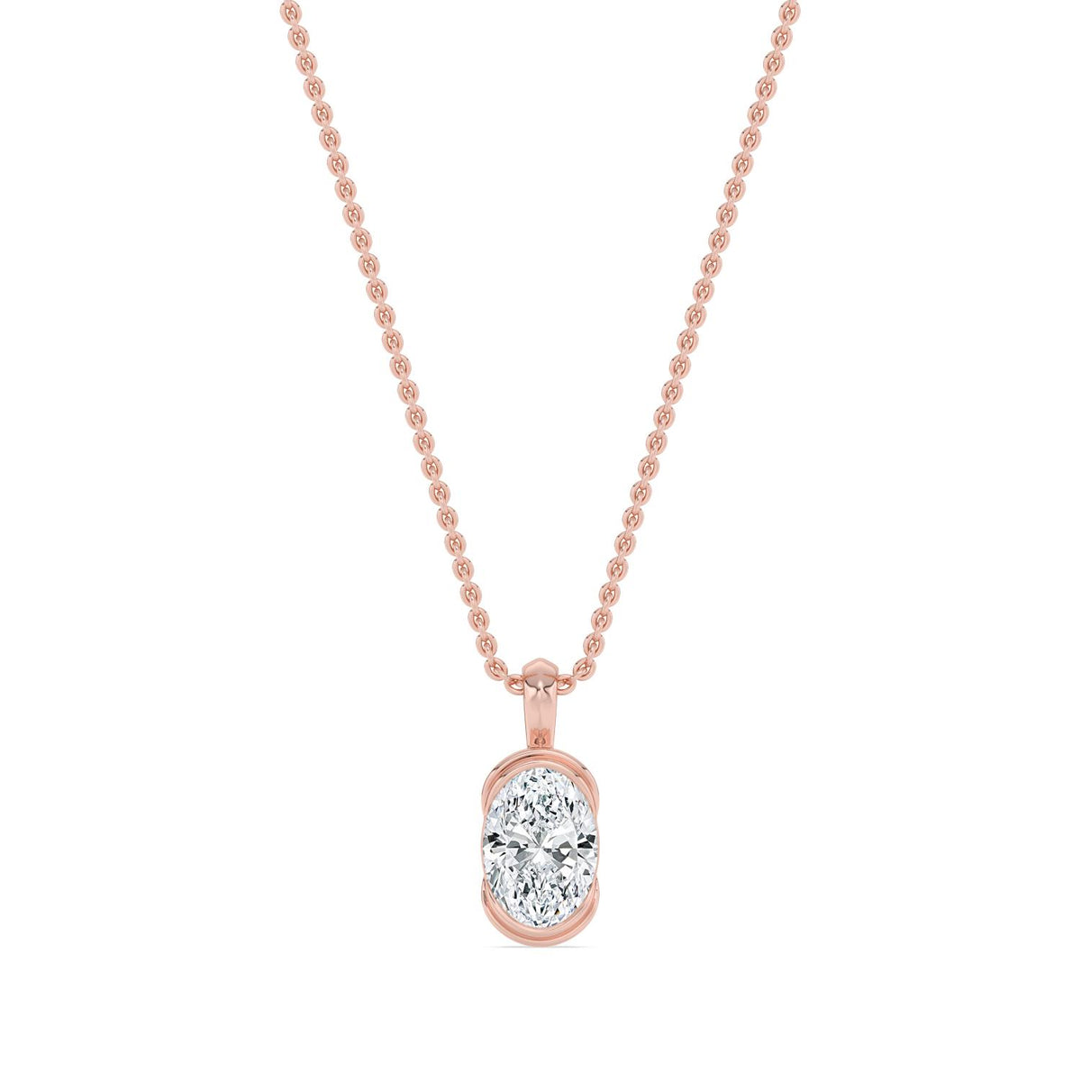 Rose Gold / 1.00ct Lab Grown Diamond Bezel Necklace