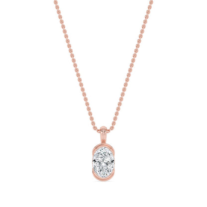 Rose Gold / 1.00ct Lab Grown Diamond Bezel Necklace