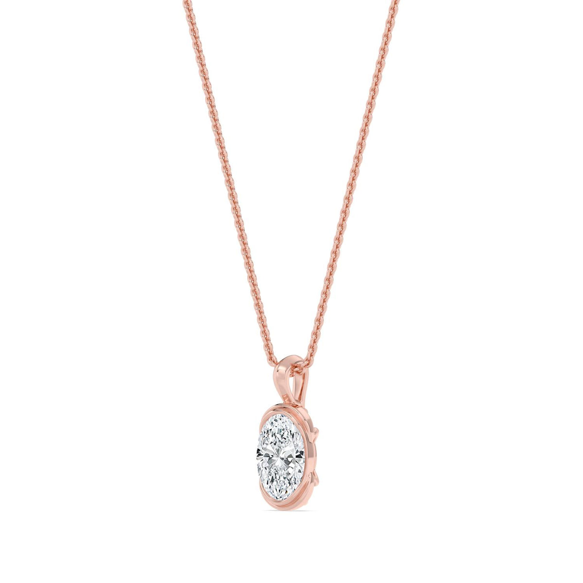 Rose Gold / 1.00ct Lab Grown Diamond Bezel Necklace