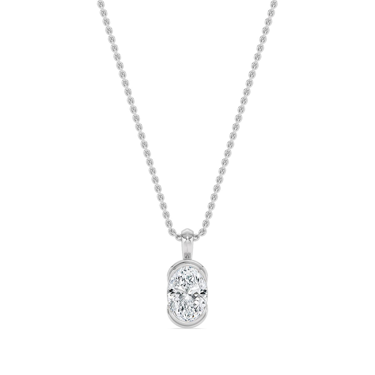 White Gold / 1.00ct Lab Grown Diamond Bezel Necklace