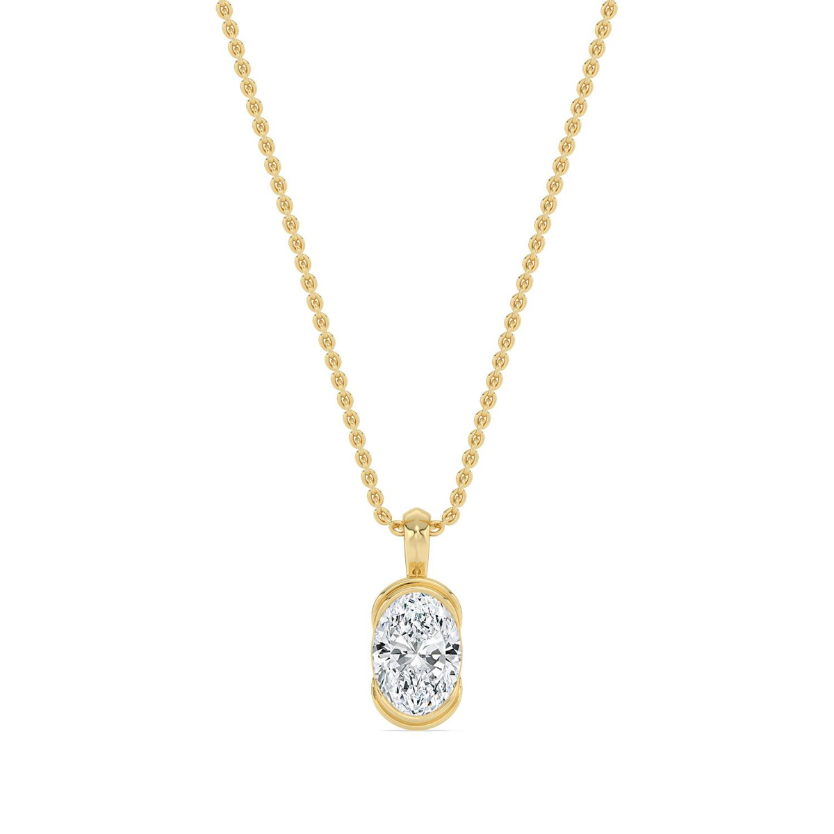 Yellow Gold / 1.00ct Lab Grown Diamond Bezel Necklace