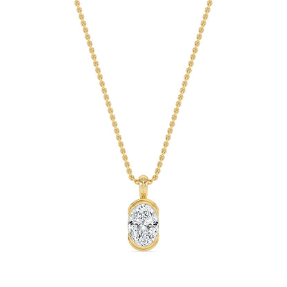 Yellow Gold / 1.00ct Lab Grown Diamond Bezel Necklace
