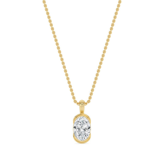 Yellow Gold / 1.00ct Lab Grown Diamond Bezel Necklace