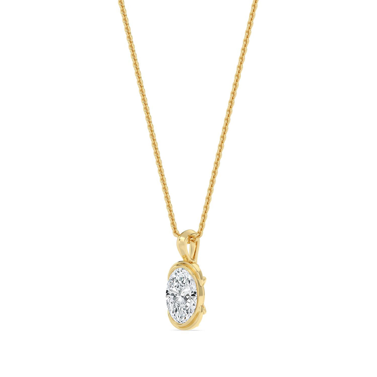 Yellow Gold / 1.00ct Lab Grown Diamond Bezel Necklace