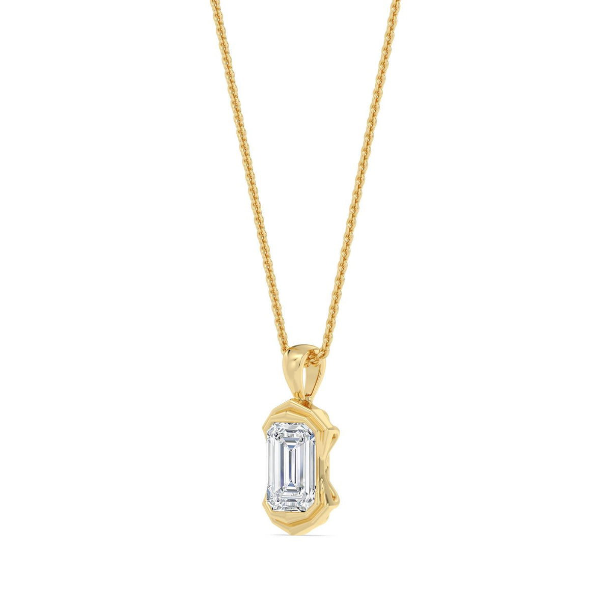 Yellow Gold / 1.50ct Lab Grown Diamond Bezel Necklace