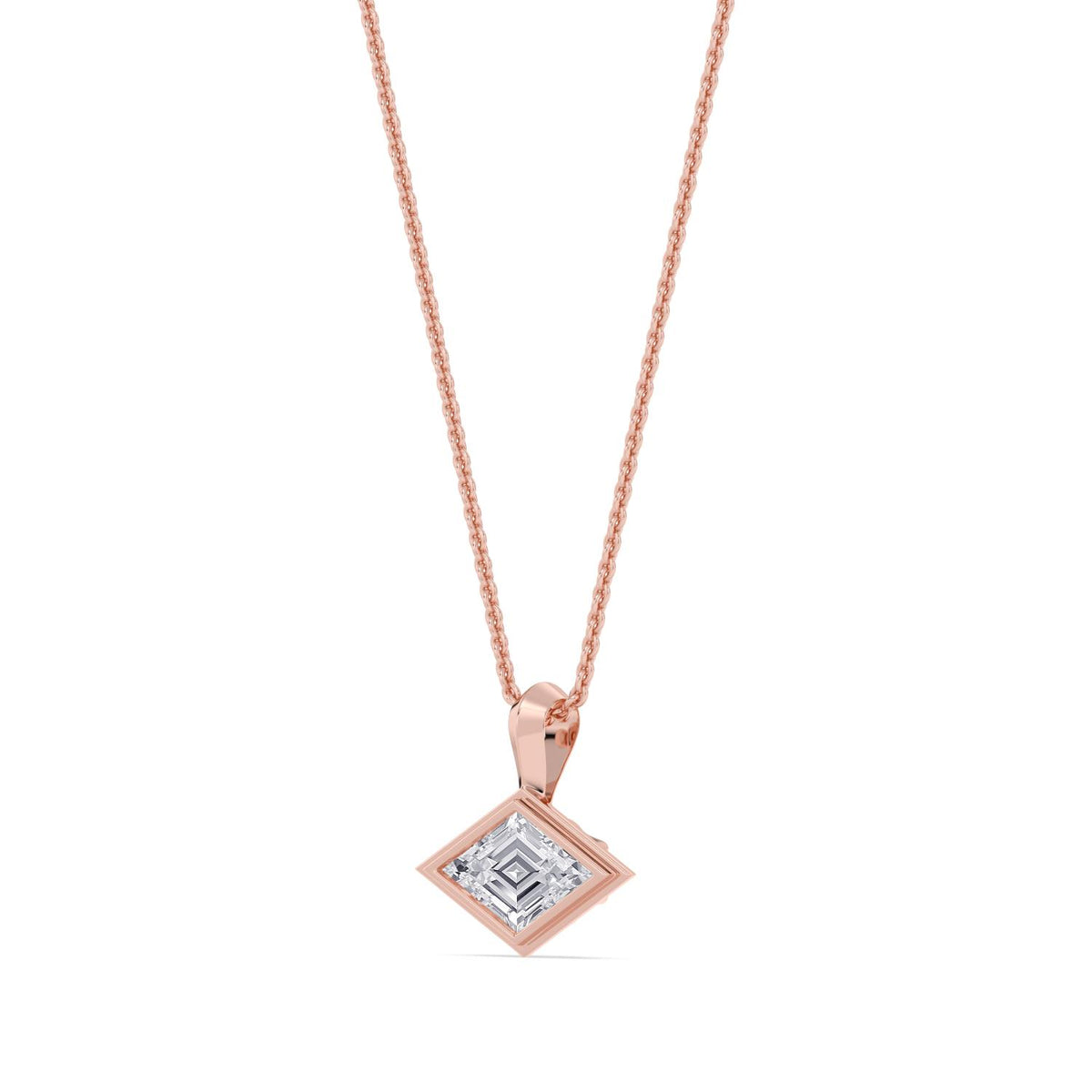 Rose Gold / 1.15ct Lab Grown Diamond Bezel Necklace