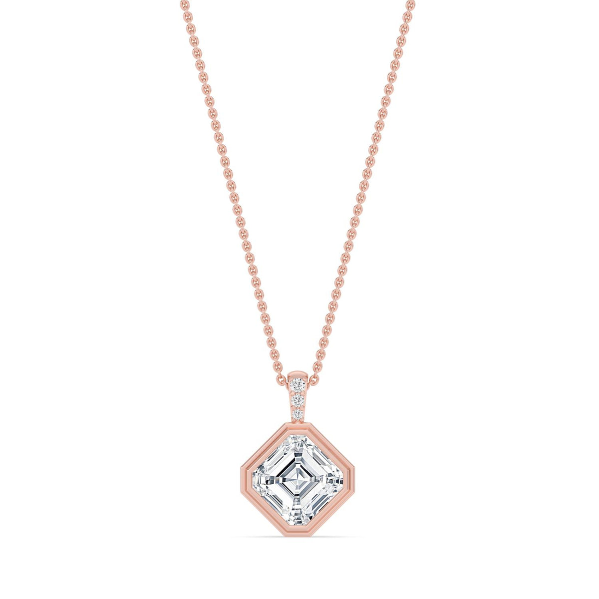 Rose Gold / 2.03ct Lab Grown Diamond Bezel Necklace
